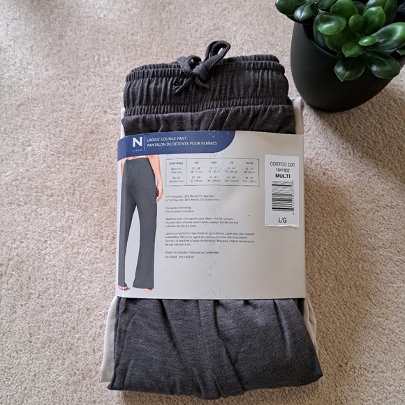 New! Natori Lounge Pants Size Large Beige Grey PJ Pants Casual Neutral Relaxed - Picture 5 of 11